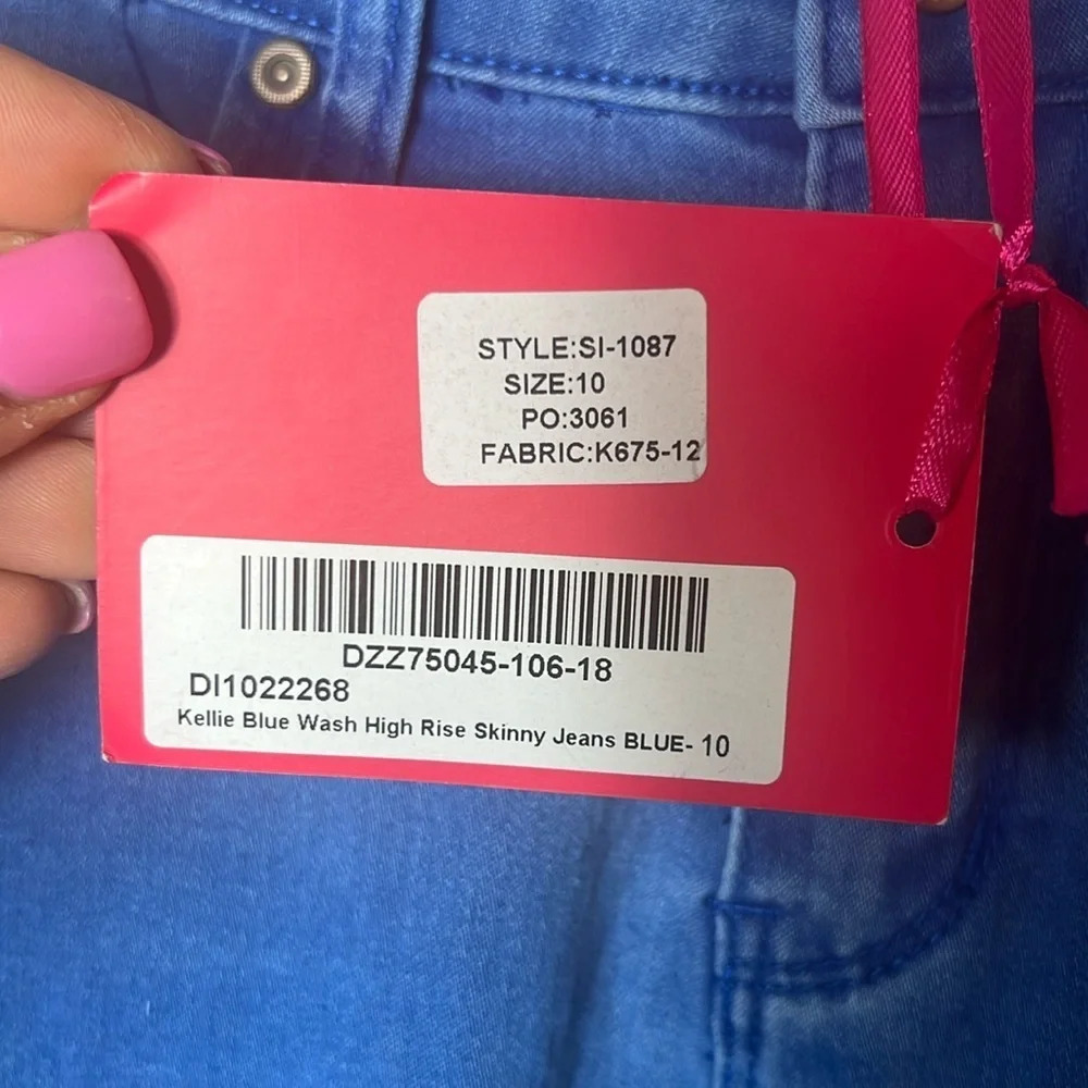 Boohoo Blue Wash High Rise Skinny Jeans Size 10 Stretch Denim Ankle Length - Picture 4 of 10